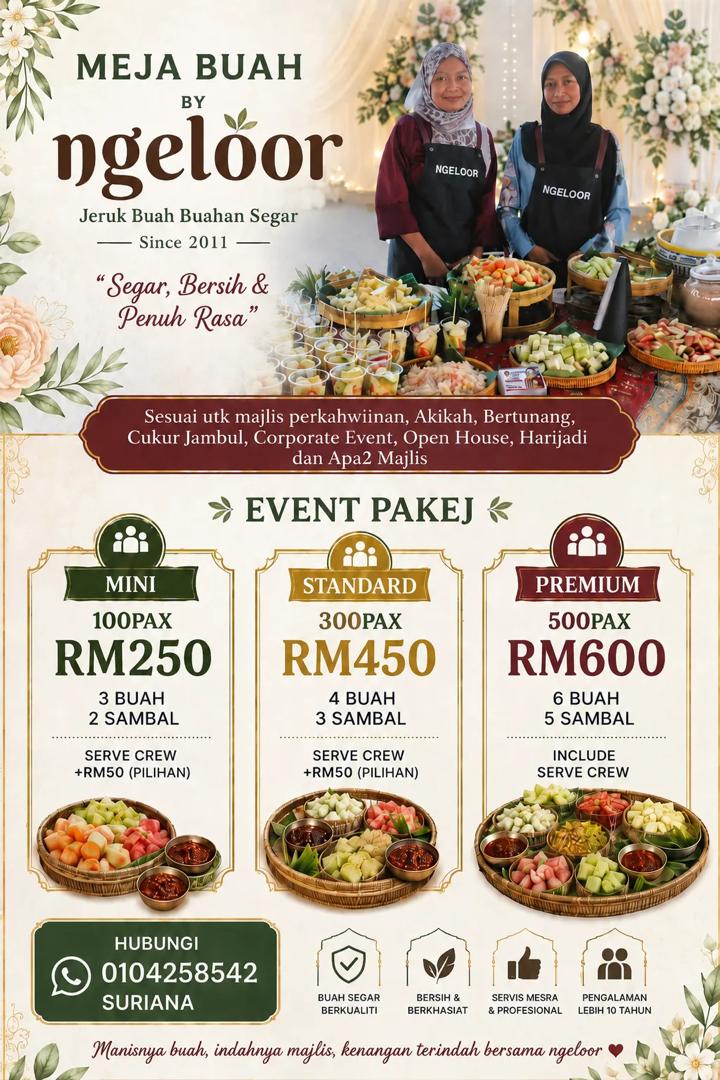 Pakej Meja Buah Dan Meja Sayur Combo Untuk Semua Jenis Majlis - Kota Kinabalu