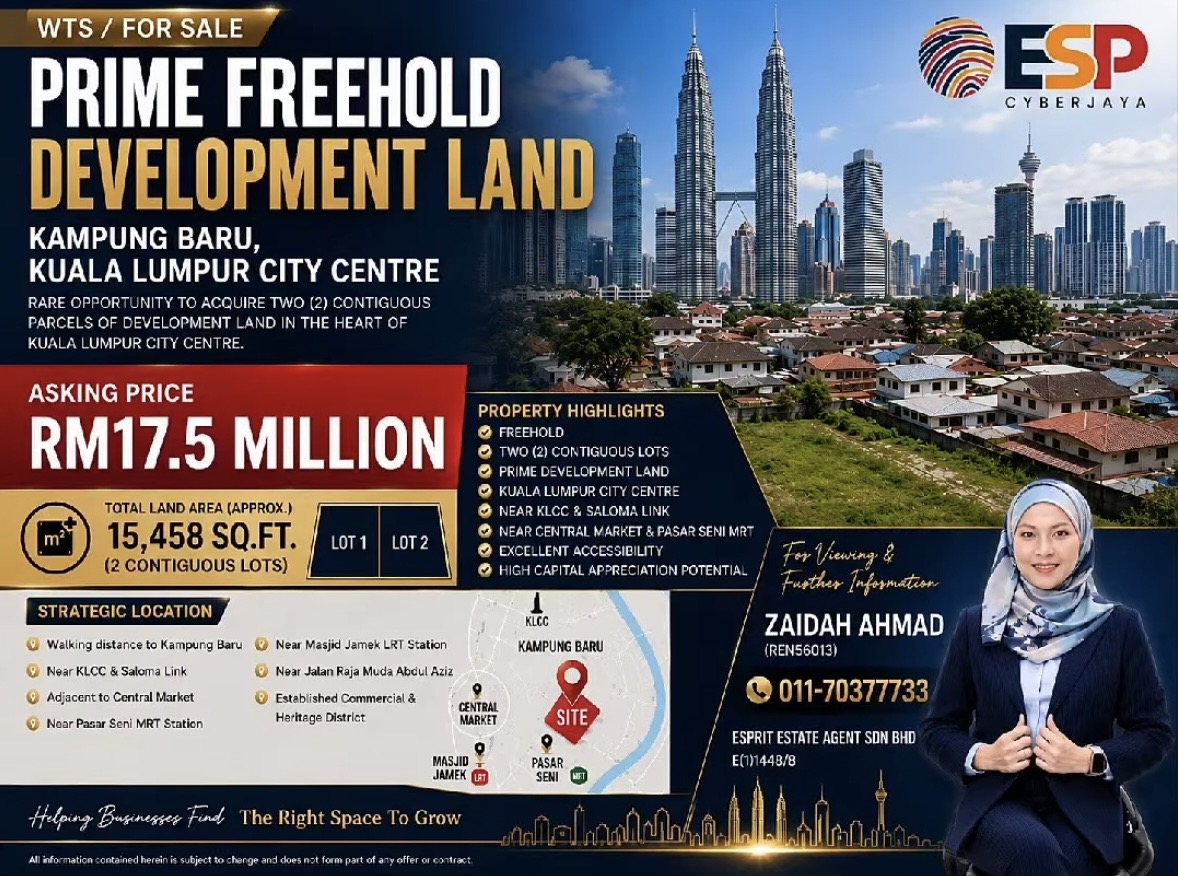 Land for sale at Kampung Baru, Kuala Lumpur.