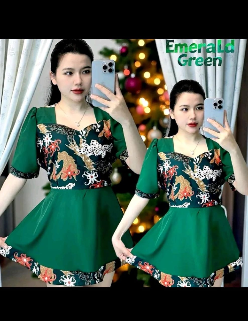 Borneo Blouse U-Neck 2 Tone