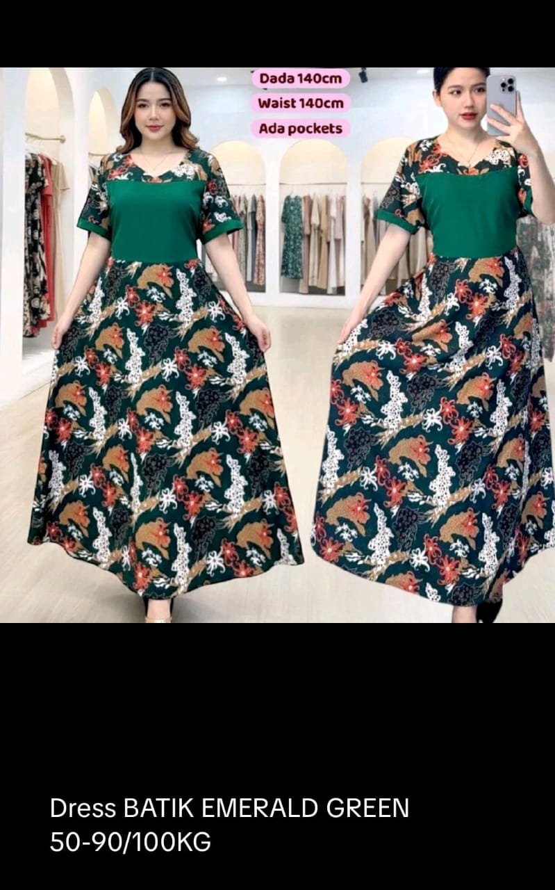 Dress batik emerald green