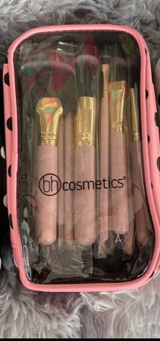 BH cosmetics brush set with bag 12 pcs (pink)