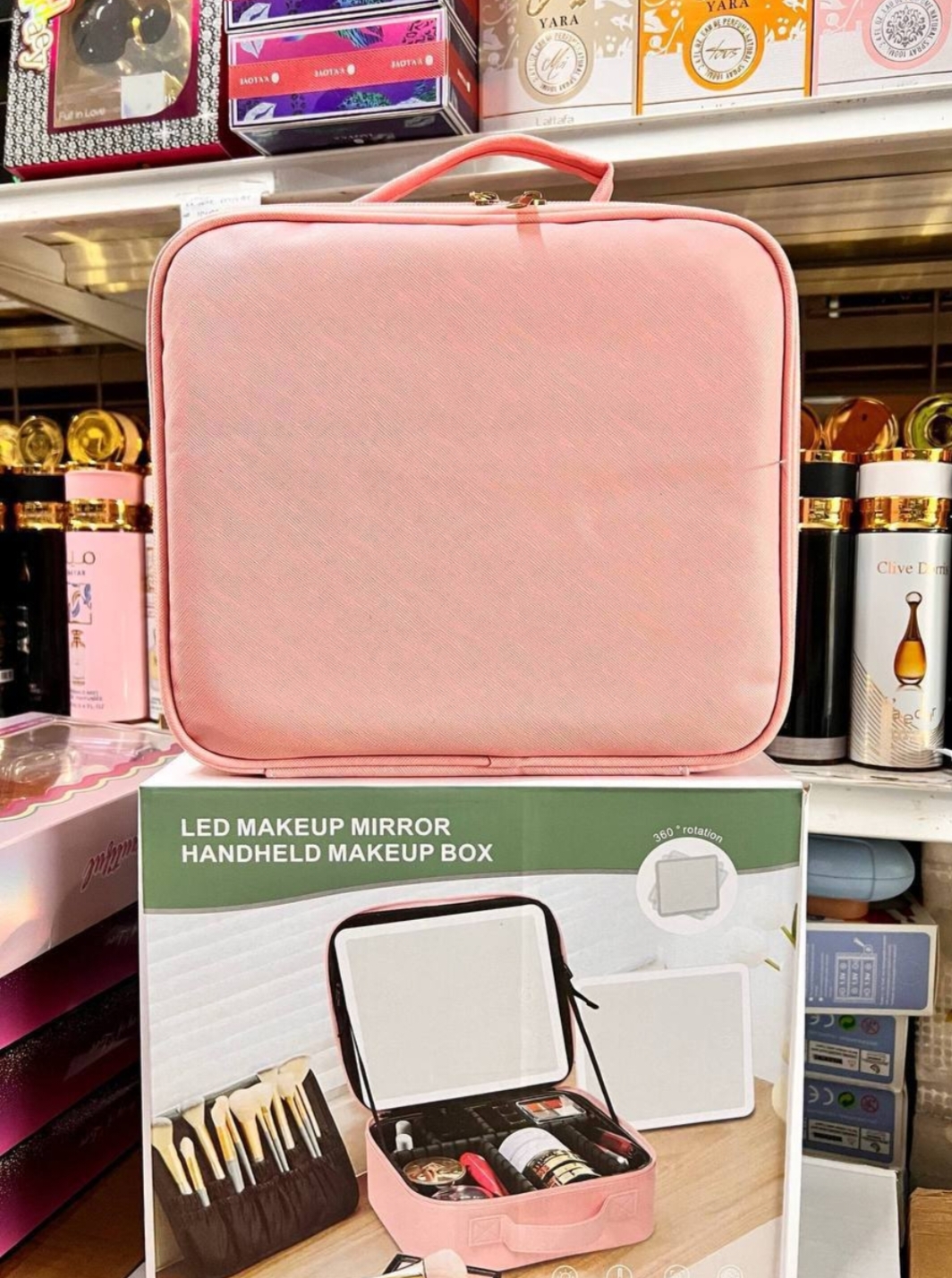 Led makeup mirror handheld makeup box (pink only)