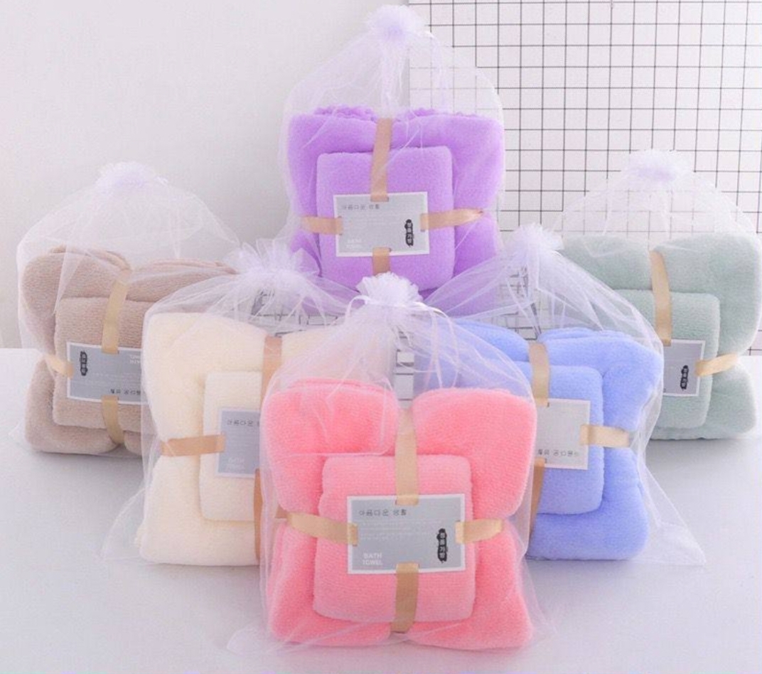 2 packs of bathroom towels size 35*70cm/70*140cm ~pink